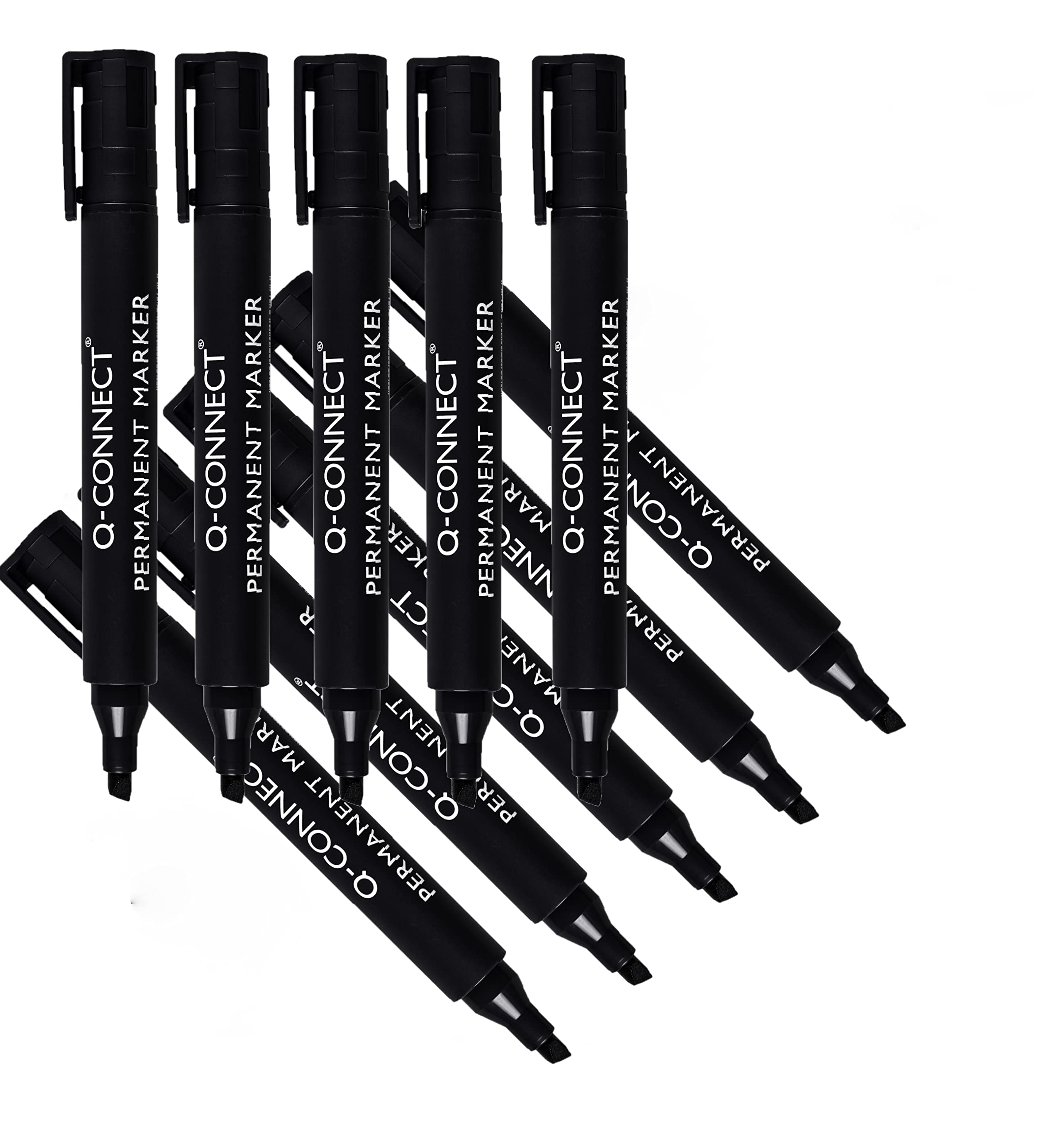 Q-Connect Permanent Marker Pen Chisel Tip Black (Pack of 10) KF26042