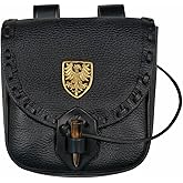 Mythrojan Leather Belt Pouch Medieval Original Leather Bag Costume Accessories Pouch Viking Belt Coin Bag (Leather Pouch, Ink Black)