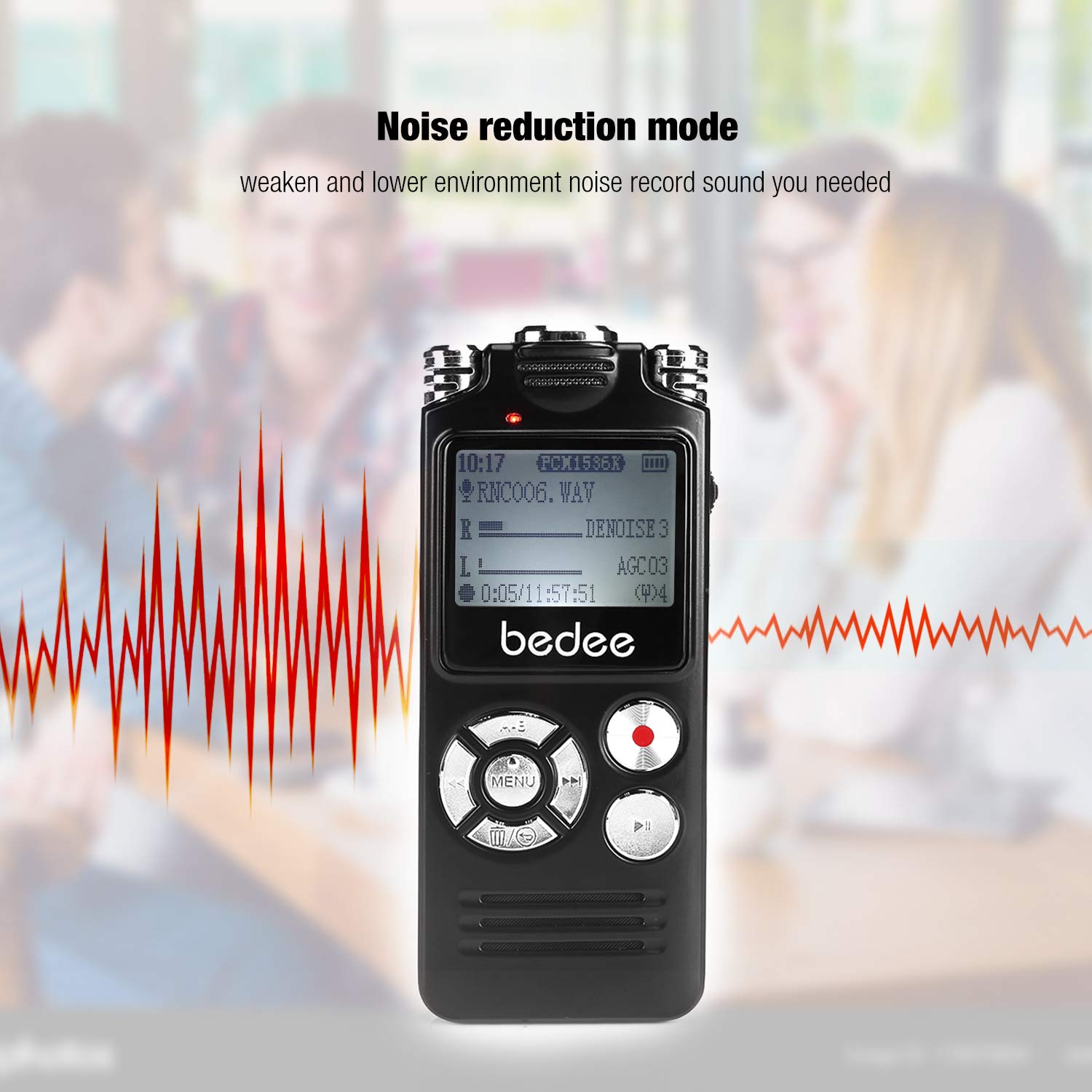 Voice Recorder bedee Audio Recorder Voice Activated Digital Voice Recorder Small Dictaphone Recording Device 8GB Memory 1536kbps/10 Hrs Storage Capacity with 2 Clear Microphone for Interviews Lectures Class Meetings Concert Conference