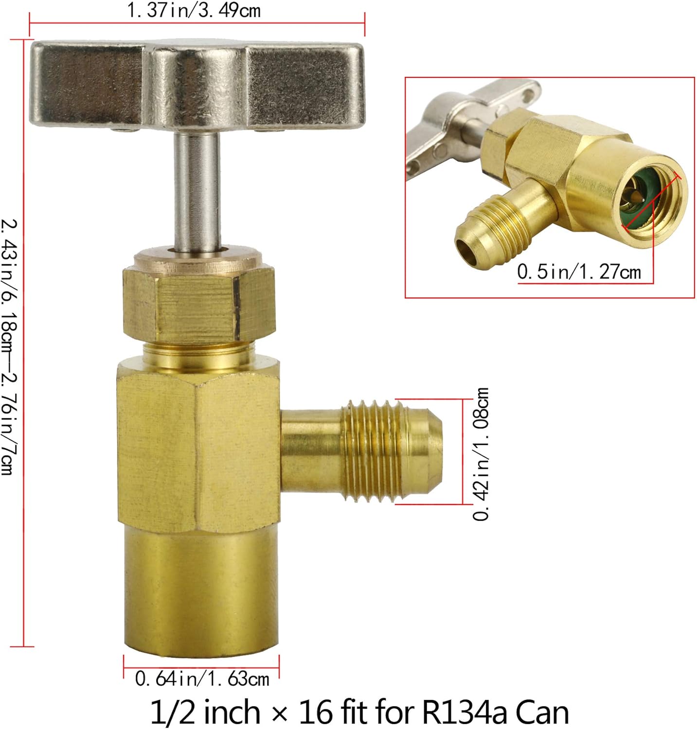 AuInLand R134A Refrigerant Opening Valve Refrigerant Tank Vacuum Pump Adapter to R12, 2 PCS 1/2 Female to 1/4 Male Flare 6014 Pump Adapters, 2 PCS 1/4 Flare Female to 1/2 Male Adapters(6 Pieces): Automotive