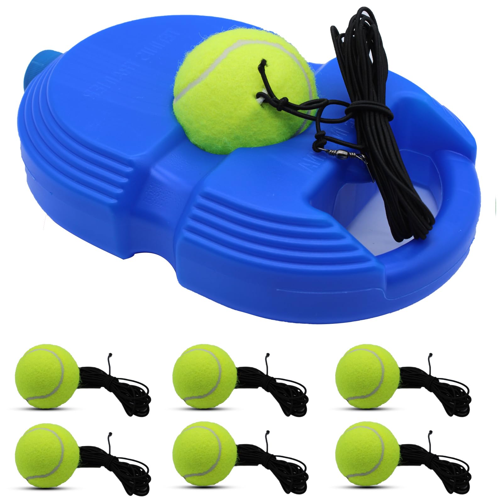 Photo 1 of ZHUOKECE Tennis Trainer Rebound Ball, Solo Tennis Training Equipment with 6 String Balls for Self Pracitce Training for Beginners (Bule)
