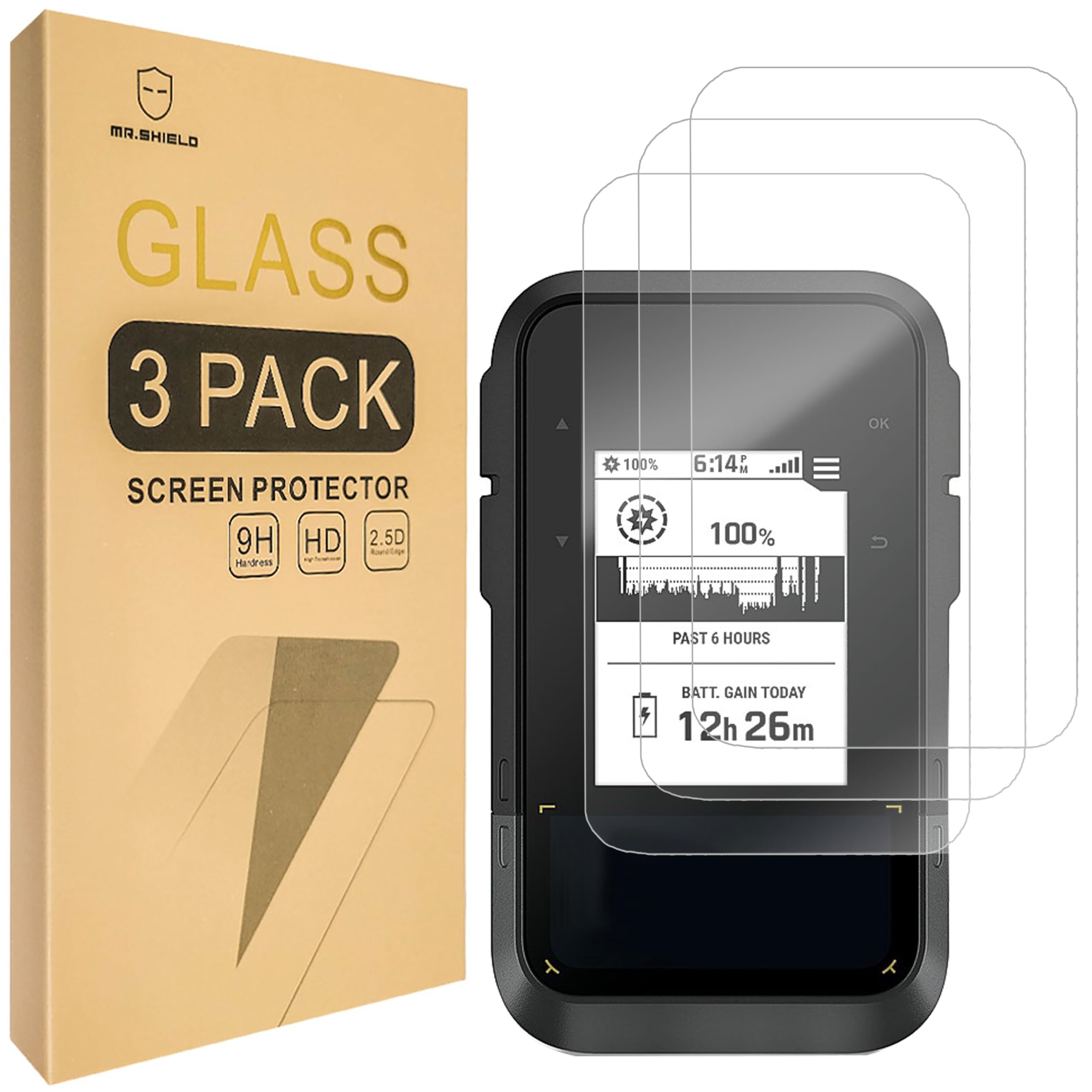 Mr.Shield Screen Protector Compatible with Garmin eTrex Solar [Tempered Glass] [3-Pack] [Japan Glass with 9H Hardness]