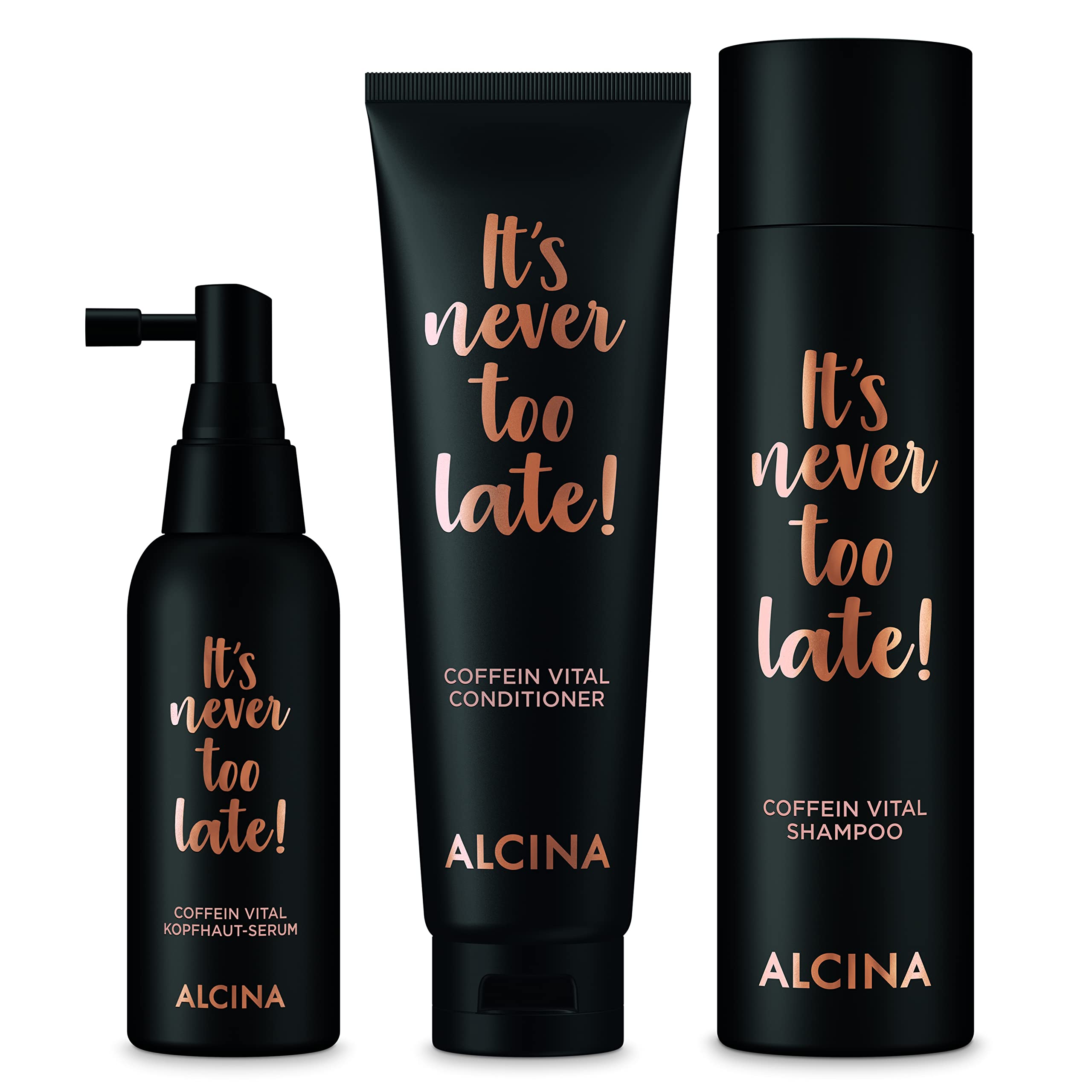 ALCINA Caffeine Vital Shampoo Conditioner and Hair Growth Serum Set | For Longer and Stronger Hair | Professional Hair Care Made in Germany