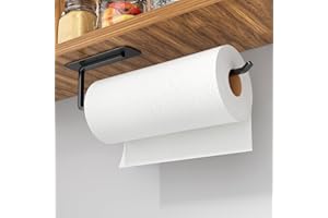 Black Paper Towel Holder Under Cabinet - Both Available in Adhesive and Drilling - Upgraded Aluminum Paper Towel Holder Wall 