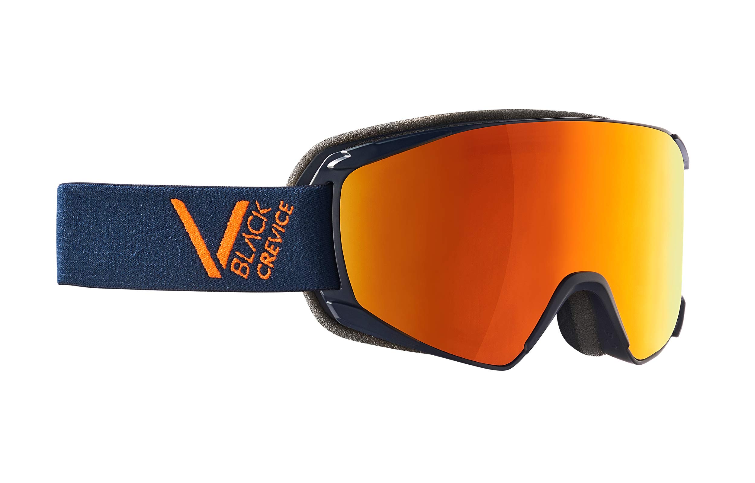 Black Crevice Ski Goggles - Schladming - Double Lens, Anti-Fog Coating, UV400 Protection (Navy/Orange/Orange, M (Head Circumference 55-58 cm)