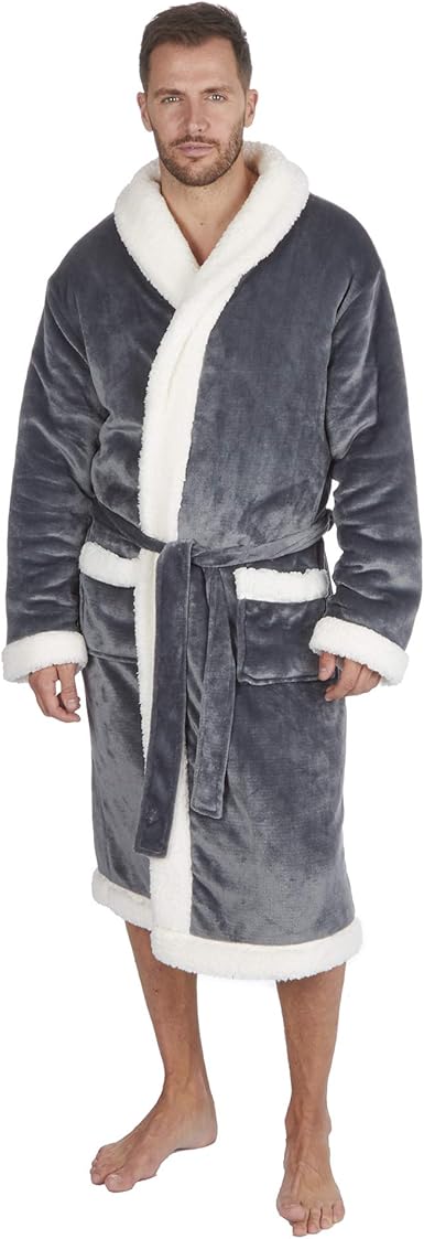 mens sherpa dressing gown
