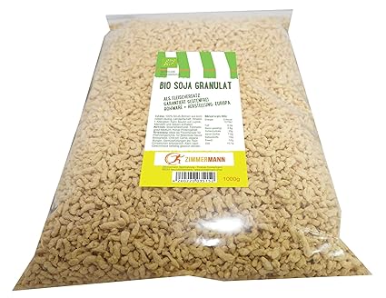 Bio Soja Granulat 1000g - als Fleischersatz - garantiert glutenfrei - Rohware + Herstellung: Europa - Hoher Proteingehalt - v