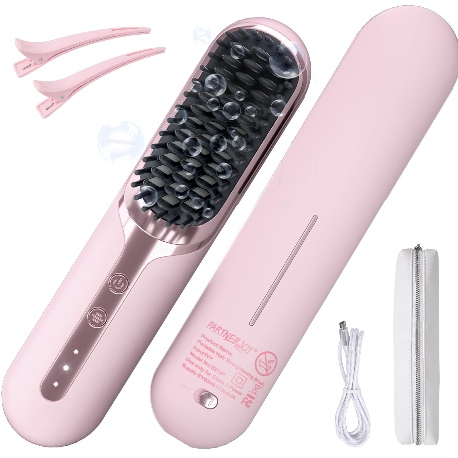 Photo 1 of Cordless Hair Straightener Brush- Dual Mode (Cord-in-Use & Cordless),Portable Travel Straightener 30s Fast Heat-Up, Portable Mini Straightening Comb Lightweight Anti-Scald for Travel, Home, Office