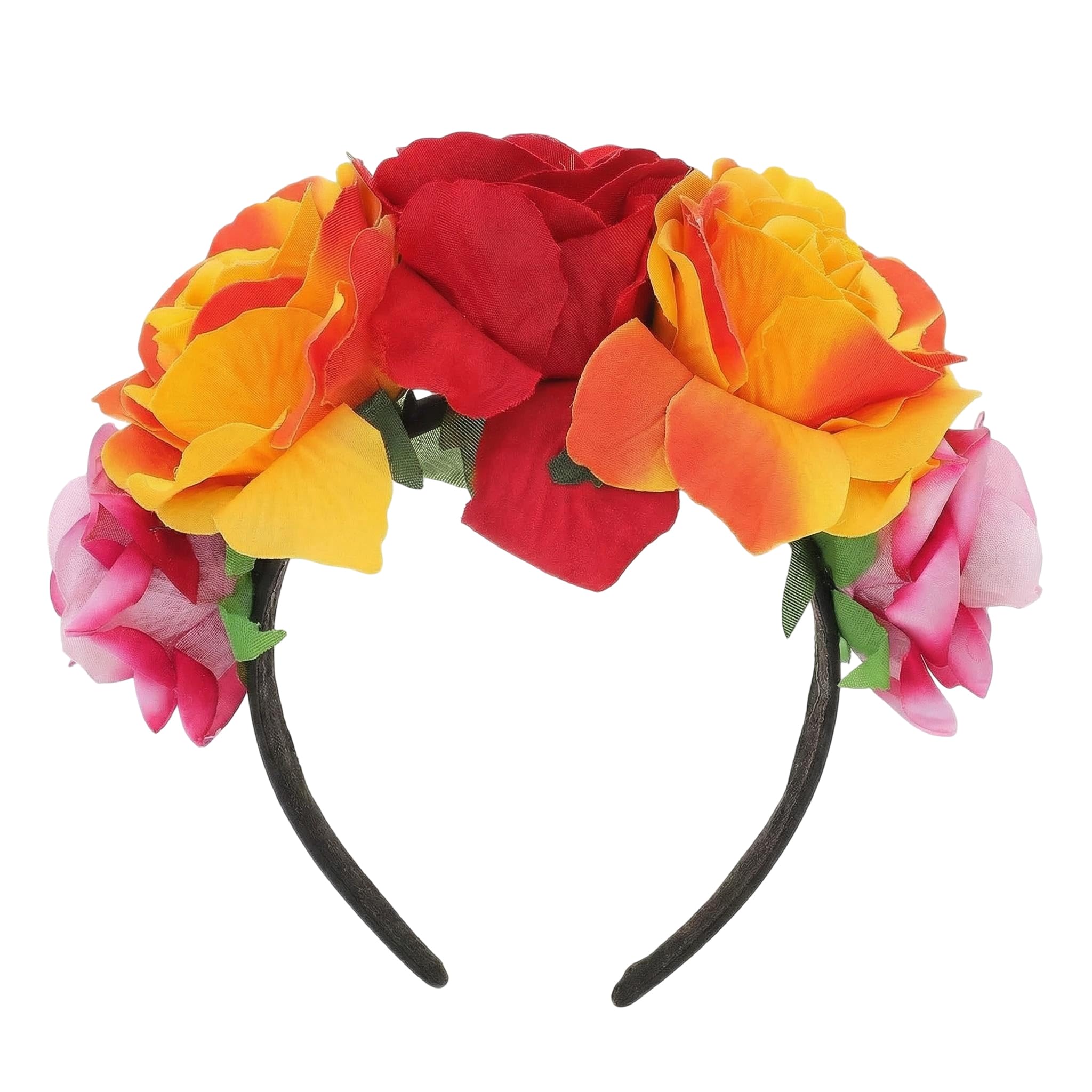 Rose Flower Crown Headband Rose Flower Hair Garland Hair Wreath Floral Garland Mexican Flower Crown Headpiece Halo Photo Props Great for Wedding Party Boho Party Traveling Photography