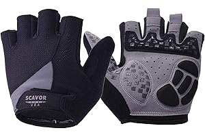 SCAVOR Padded Fingerless Mountain Biking Mesh Gloves - for Men Women Boys with Full Thumb Half Finger - Pefect for Sport Bike