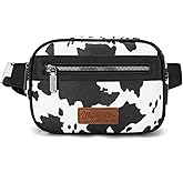 Wrangler Waist Pack for Women Cow Print Fanny Pack Men's Crossbody Belt Bag With Guitar Strap, Black