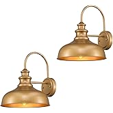 zeyu 2 Pack Industrial Wall Light, 11 inches Barn Light Fixture, Hand-Painted Gold Finish, 02A390-2 AG