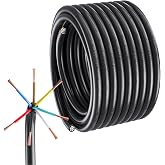 7 Way Trailer Wire Harness Kit, 50 Feet Heavy Duty 14 Gauge 7 Wire Trailer Cable with Color-Coded PVC Jacket, 7 Pin Wiring Conductor for RV, Camper, Utility Trailers, Boat, Truck