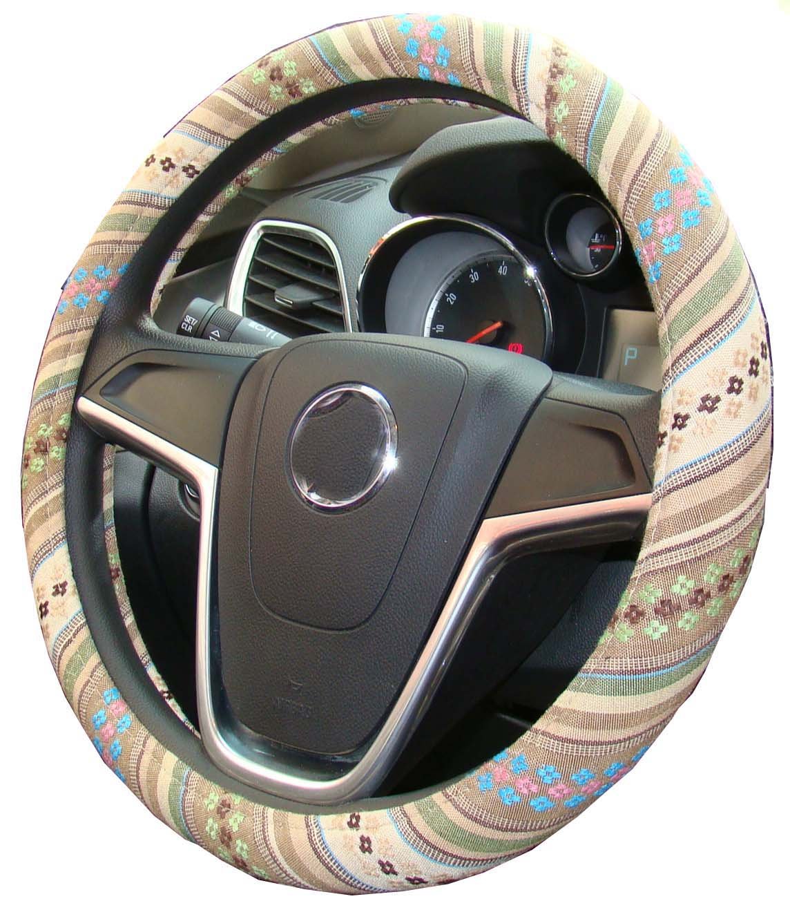 Mayco Bell 2018 Ethnic Style Coarse Flax Cloth Automotive Steering Wheel Cover Anti Slip and Sweat Absorption Auto Car Wrap Cover (H)