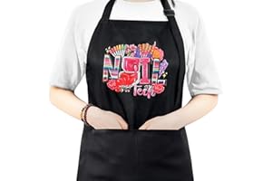 BOMOQING Adjustable Manicurist Apron, Waterproof Nail Tech Apron with 2 Pockets, Professional Cosmetics Apron