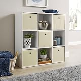 Home Source 9 Shelf Cube Bookcase White Storage Display Unit 90x30x90 cm view 2