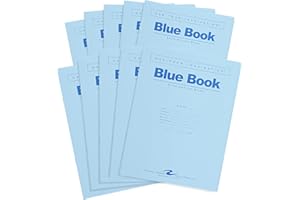 ROARING SPRING Exam Blue Books, 10 School Examination Booklets, 11" x 8.5", 4 Sheets/8 Pages, Wide-Ruled with Margin Student Testbook, Made in USA