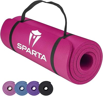 Sparta NBR Yoga Mat 10mm Extra Thick Non Slip Large Pink with Carry Strap