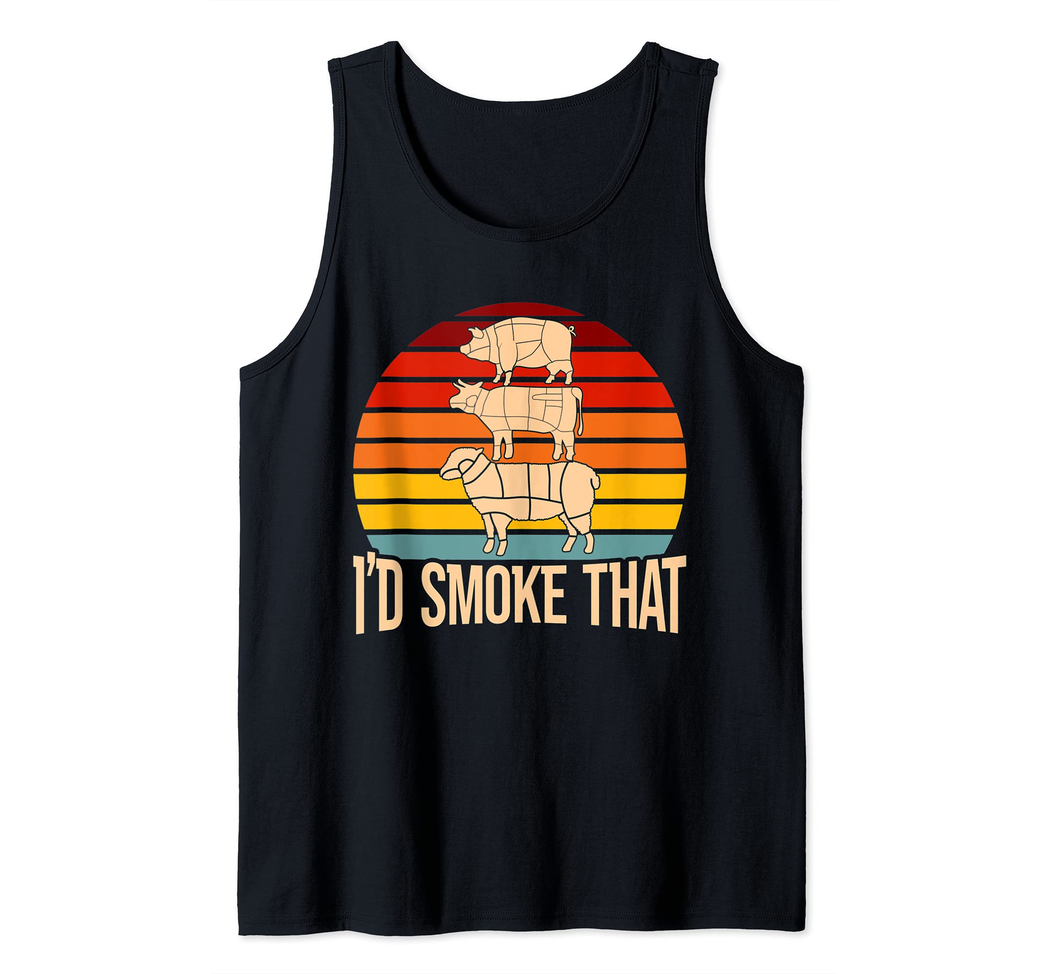 Retro Smoking Meat Steak BBQ Id Smoke That Funny Barbecue Tank Top