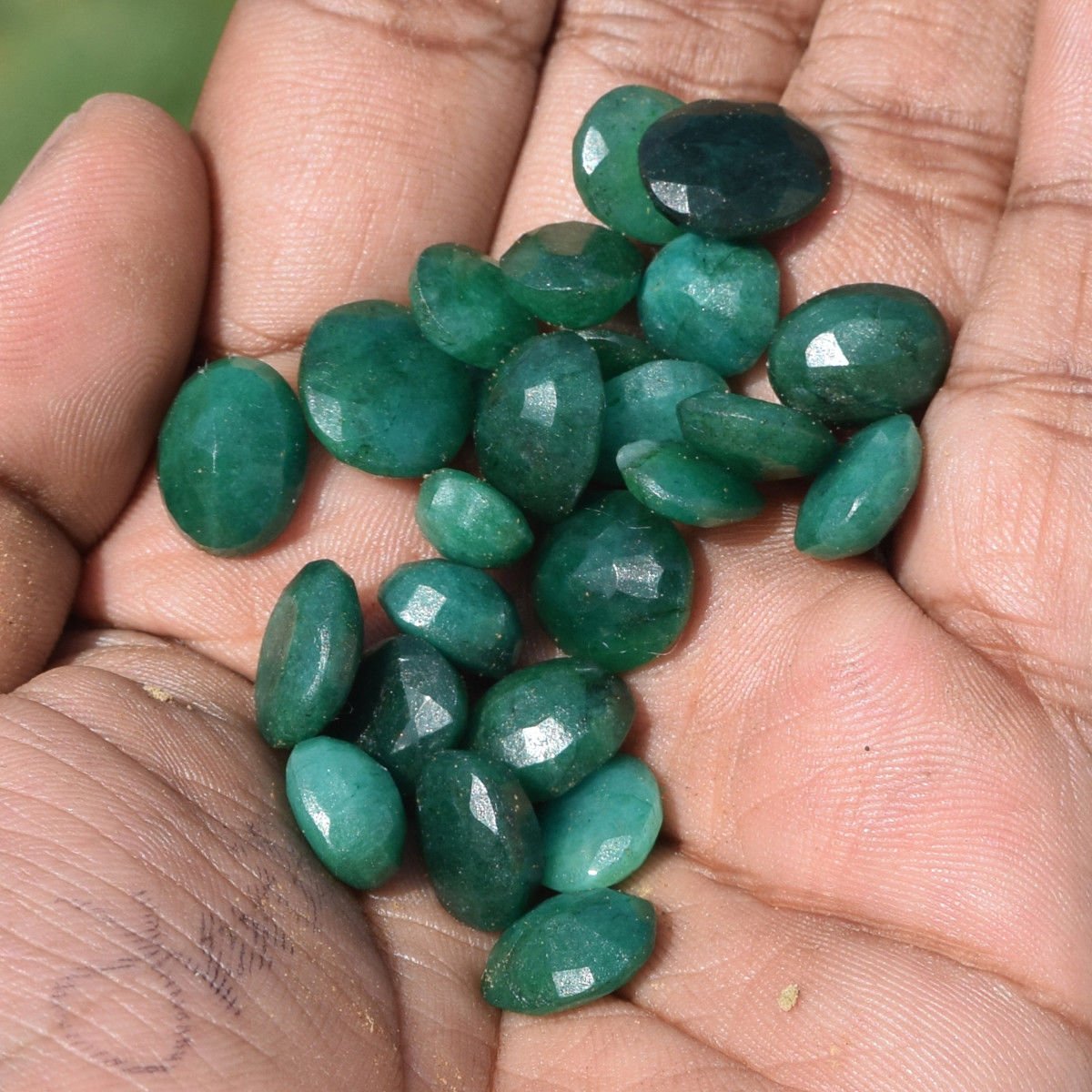 GEMHUB Loose Green Emerald Stones Approx 60.00 Carat / 12 Pcs Natural Oval Cut Colombian Loose Green Emerald Gemstones For Jewelry Making