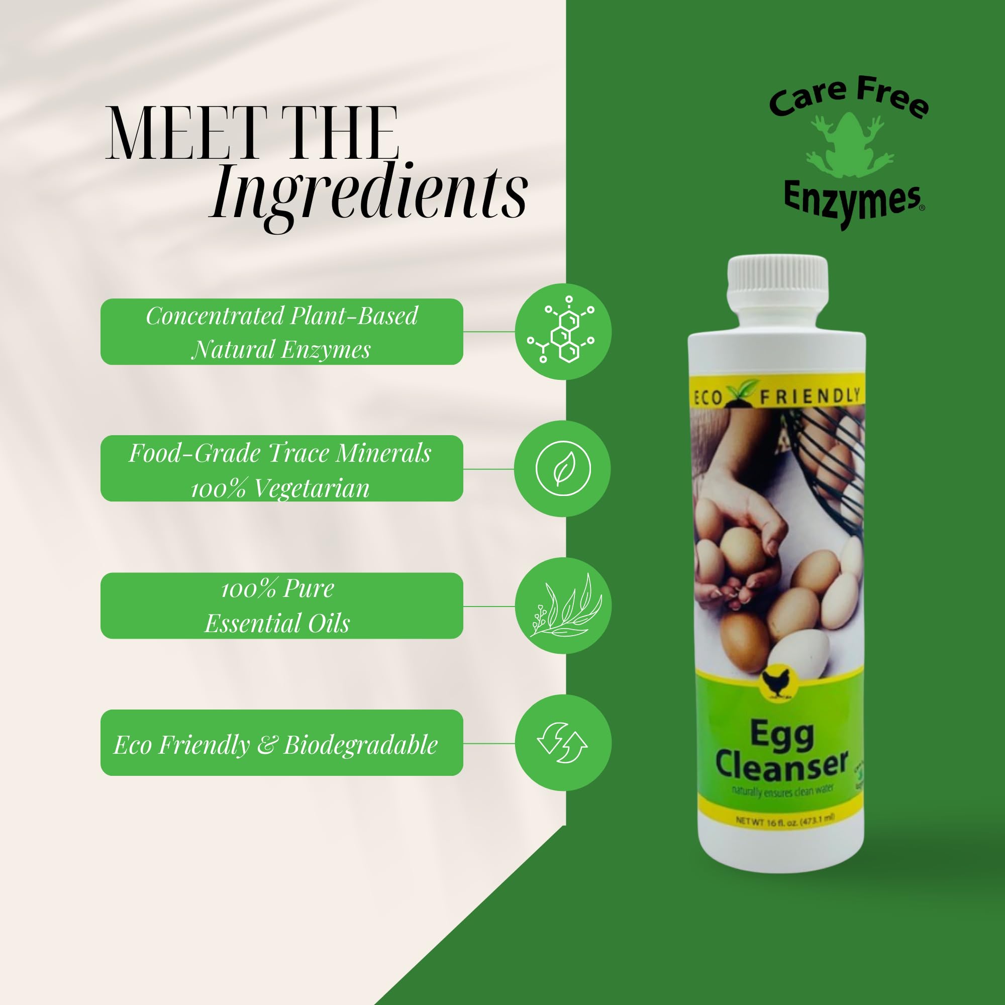 CareFree Enzymes 94177 Cleanser-1 Liter Egg Washing, 33.9 Fl Oz (Pack of 1)