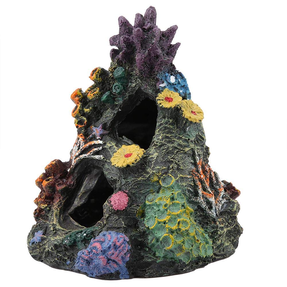 Pssopp Resin Aquarium Ornament Cave Decor Simulation Rock Mountain Formation with Caves for Fish Tank Aquarium Decoration