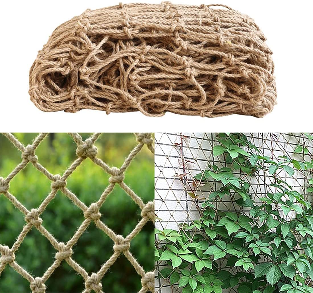 2m X 5 m Plant Support Netting,Climbing Plants Vegetables Runner Bean Sweet Peas, Garden Trelli Climbing Plant Natural Netting with Jute Twine for Attaching Or Climbing Plants,jute netting