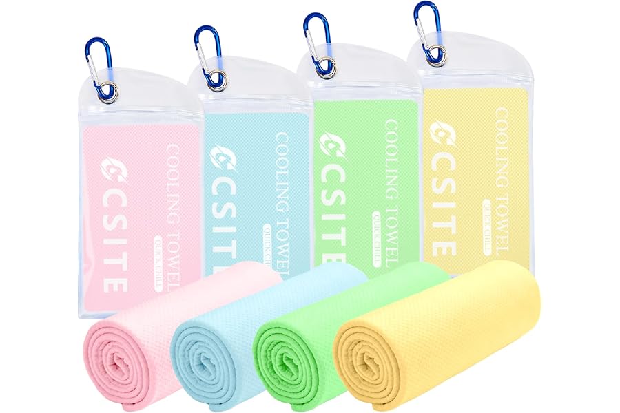CSITE 4 Pack Cooling Towels (47"x12") for Neck and Face, Ice Towel for Hot Weather, Soft Breathable Chilly Gym Towels, Microf