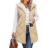 Zeagoo Womens 2025 Reversible Vest Sleeveless Fleece Jacket Double Zip Up Long Warm Winter Coat Outerwear with Pockets
