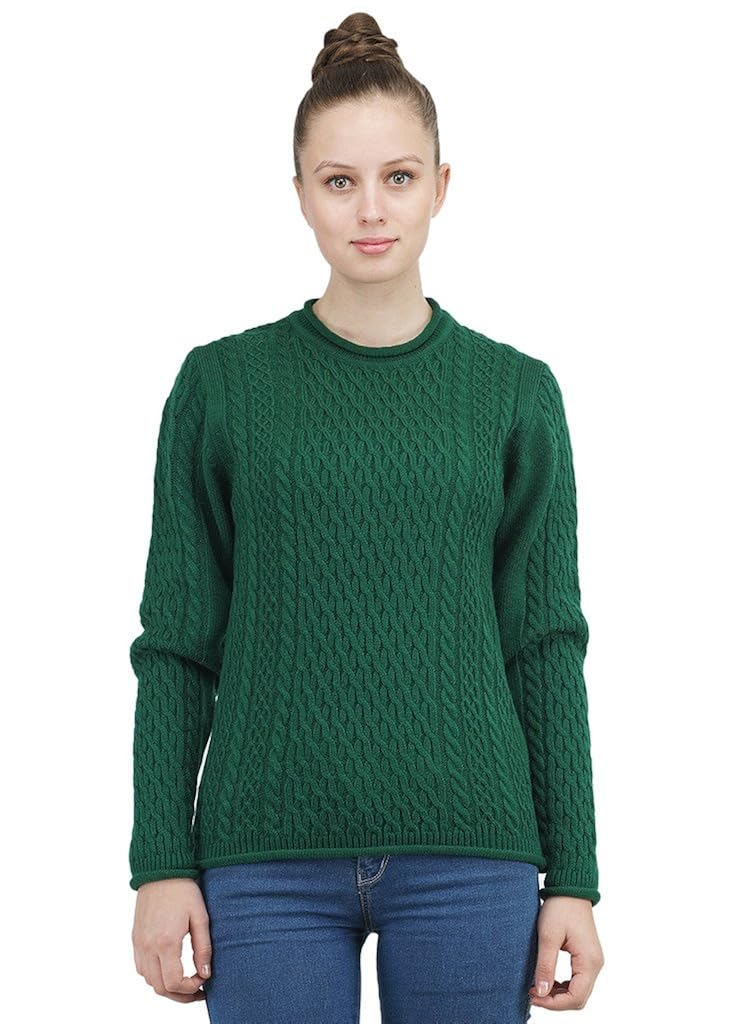 kalt women's round neck full sleeves cable acrylic sweater