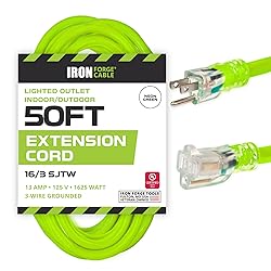 IRON FORGE CABLE 50 Ft Neon Green Extension Cord