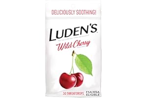 LUDENS Luden's Sore Throat Relief Lozenges for Minor Everyday Irritation & Dry Mouth, Wild Cherry Flavored Drops, 30 Count