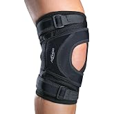 DonJoy Tru-Pull Lite Knee Brace for Patella Instabilities &amp; Dislocations with Bifurcated Strap &amp; Dual-Durometer Buttress | Black | RIGHT LEG, Medium