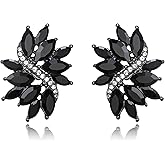 EVER FAITH Sparkly Rhinestone Stud Earrings for Women Bride, Fashion Marquise Crystal Cluster Wedding Bridal Bridesmaid Earring for Prom Formal Party