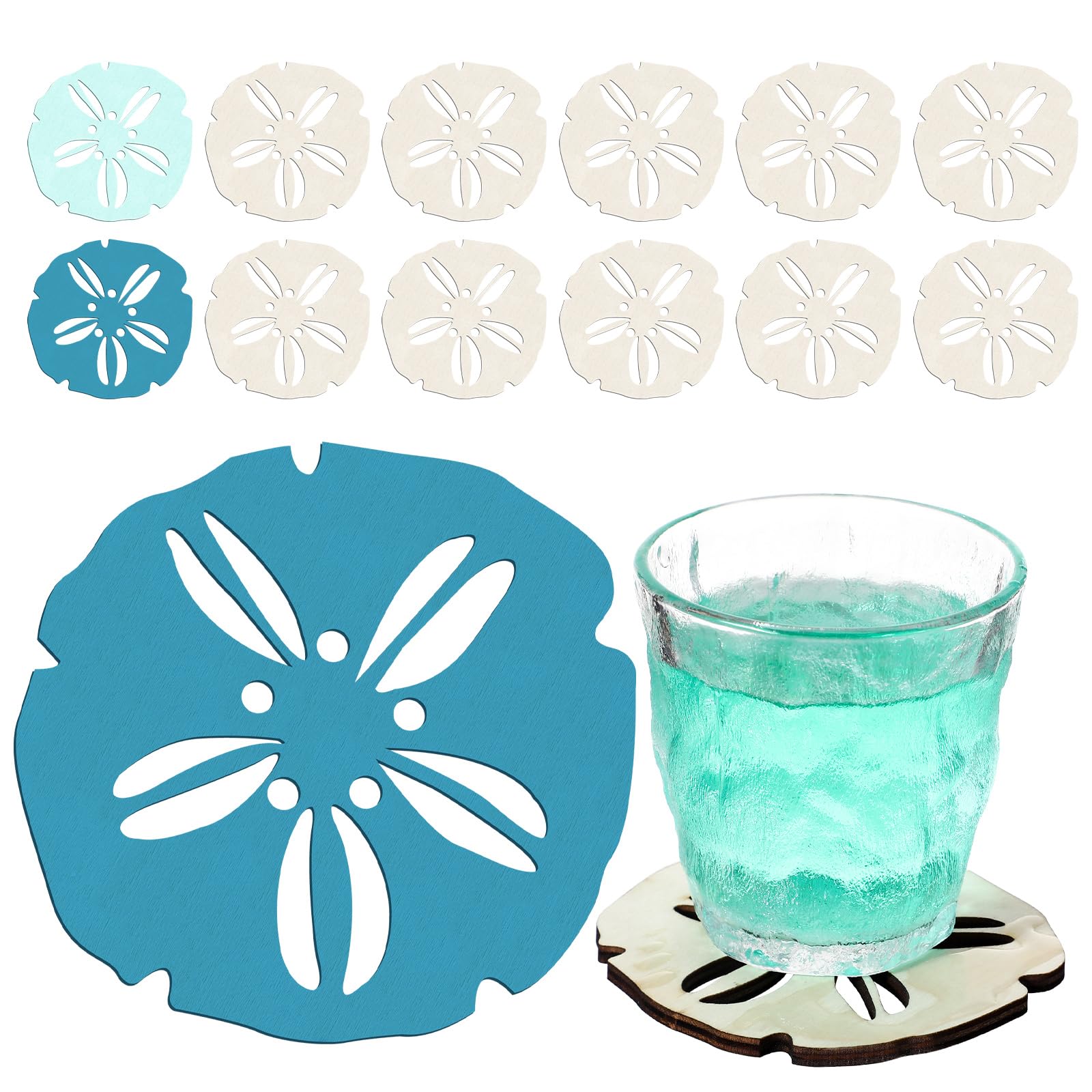 Photo 1 of 12 Pack Wooden Sand Dollars Table Decoration DIY Summer Beach Sand Dollar Room Coastal Wall Centerpieces Farmhouse Decoration for Home Office Bedroom Table Shelf Desk