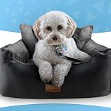 FurDreams Dog Car Seat Plush Booster for Small Dogs Cats 50x50x20cm Black view 6