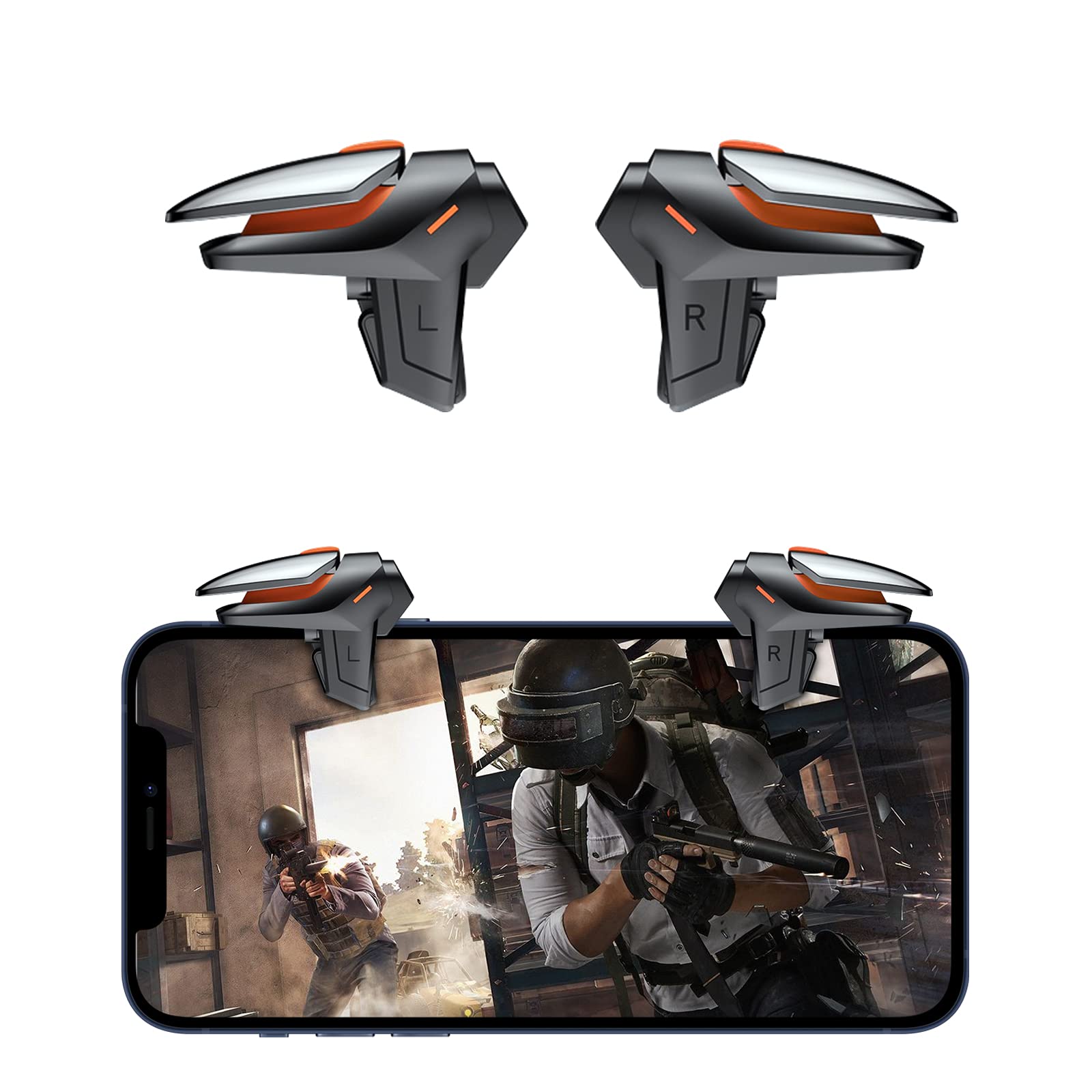 Photo 1 of Newseego for PUBG Game Controller Trigger, [1 Pair] New Version Smart Phone Game Controller Gamepad Large Thickness, Sensitive Aim & Shoot PUBG Triggers for iOS/Android-Black.