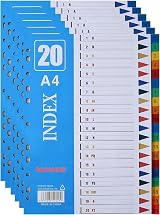 ROSSHINE 1-20 Part File Dividers A4 6Pack Multi-Color 11-Hole Pre-Punched
