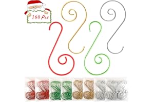Jyukan Christmas Ornament Hooks 160 Pcs Christmas Tree Ornament Hangers Hooks for Xmas Tree Decorations,Mix Colors