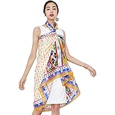 DANA XU Women's 100% Mulberry Satin Silk Pashmina Shawl Wraps Extra Large Floral Scarf for Evening Dresses, Soft Oversized