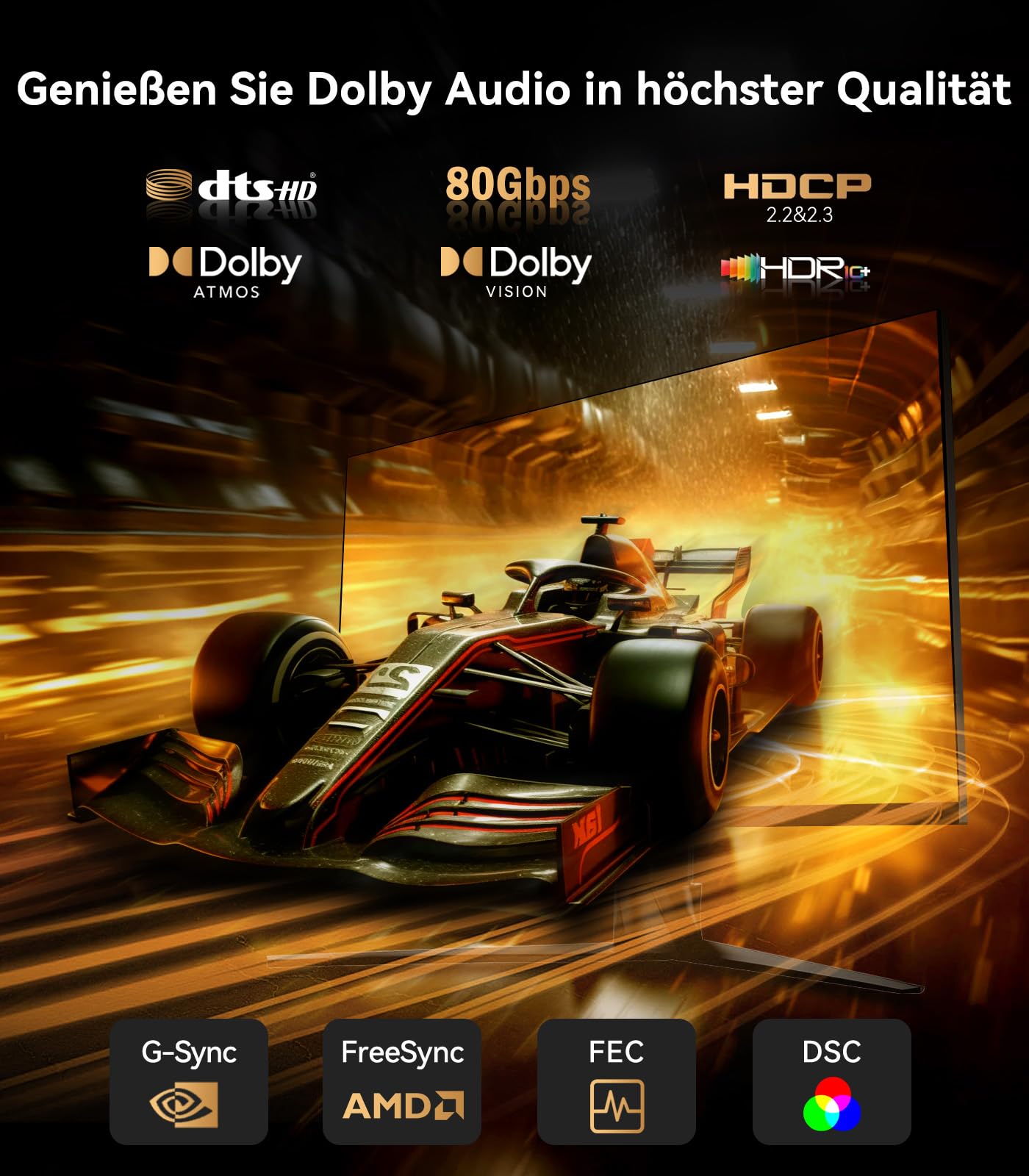 Sniokco 80Gbps DisplayPort Kabel 2.1 1.5M, VESA-Zertifiziert DP Kabel für 16K@60Hz 8K@240Hz 4K@540Hz 360Hz 240Hz Kompatibel mit HDR HDCP 2.3 DSC FreeSync G-Sync Grafikkarten RTX 5090 4090 PC 4