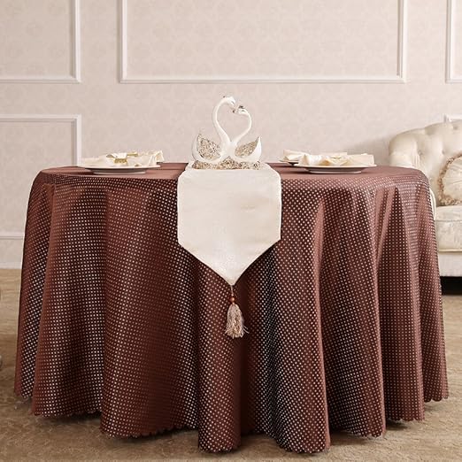 Amazon Com Chang Hotel Round Restaurant Tablecloths Hotel Large Round Tablecloth Table Cloth Yellow Dark Brown Tablecloth Table Cloth A 150x210cm 59x83inch Home Kitchen
