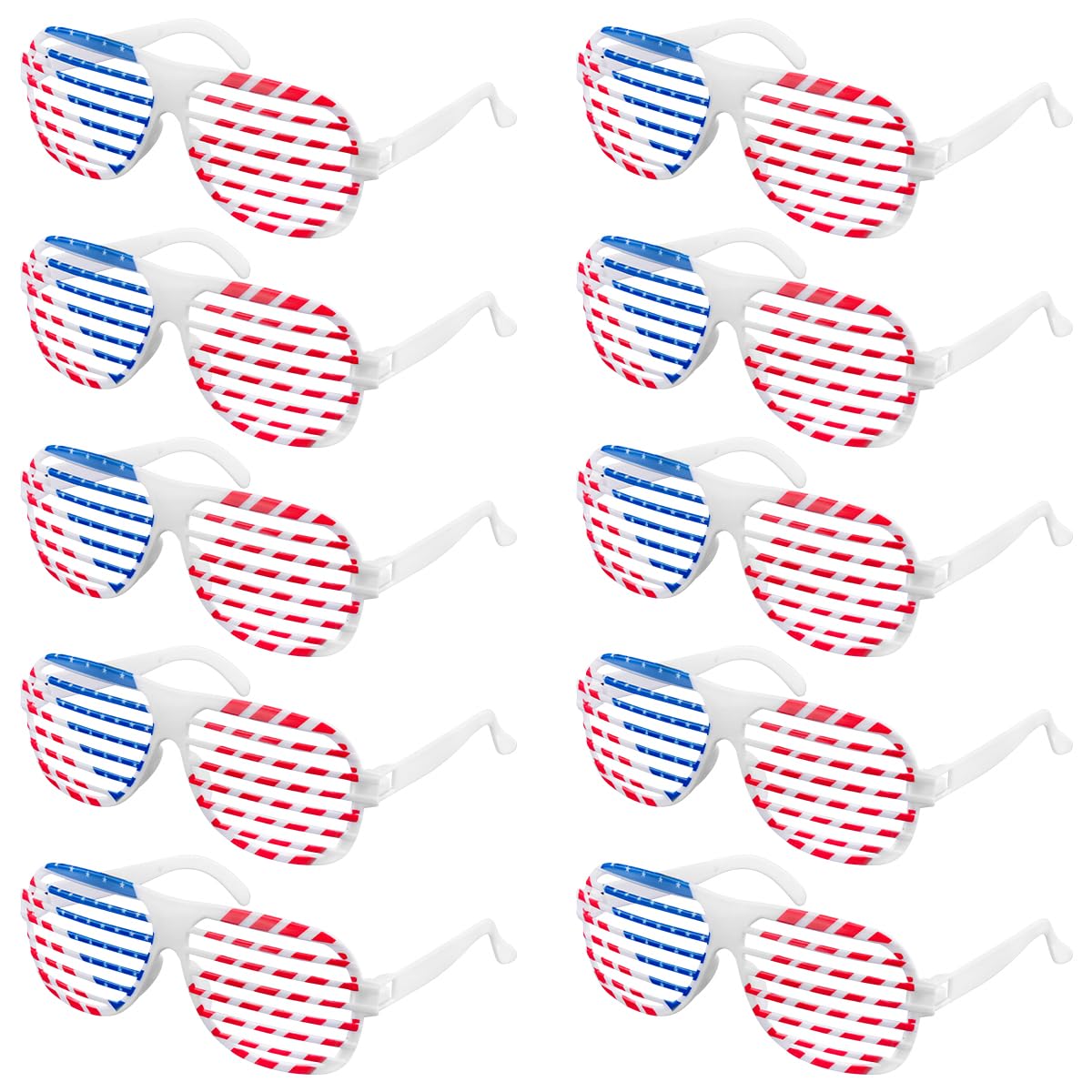 Thyonta 12PCS American Flag Independence Day Novelty Glasses Plastic Blinds Design Sunshade Mirrors for Prom Holiday Props, Decorative Items