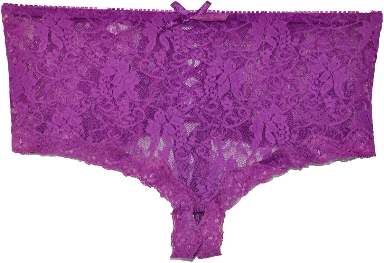 Dong Dian Women's See Through Lace Hipster Panty Crotchless