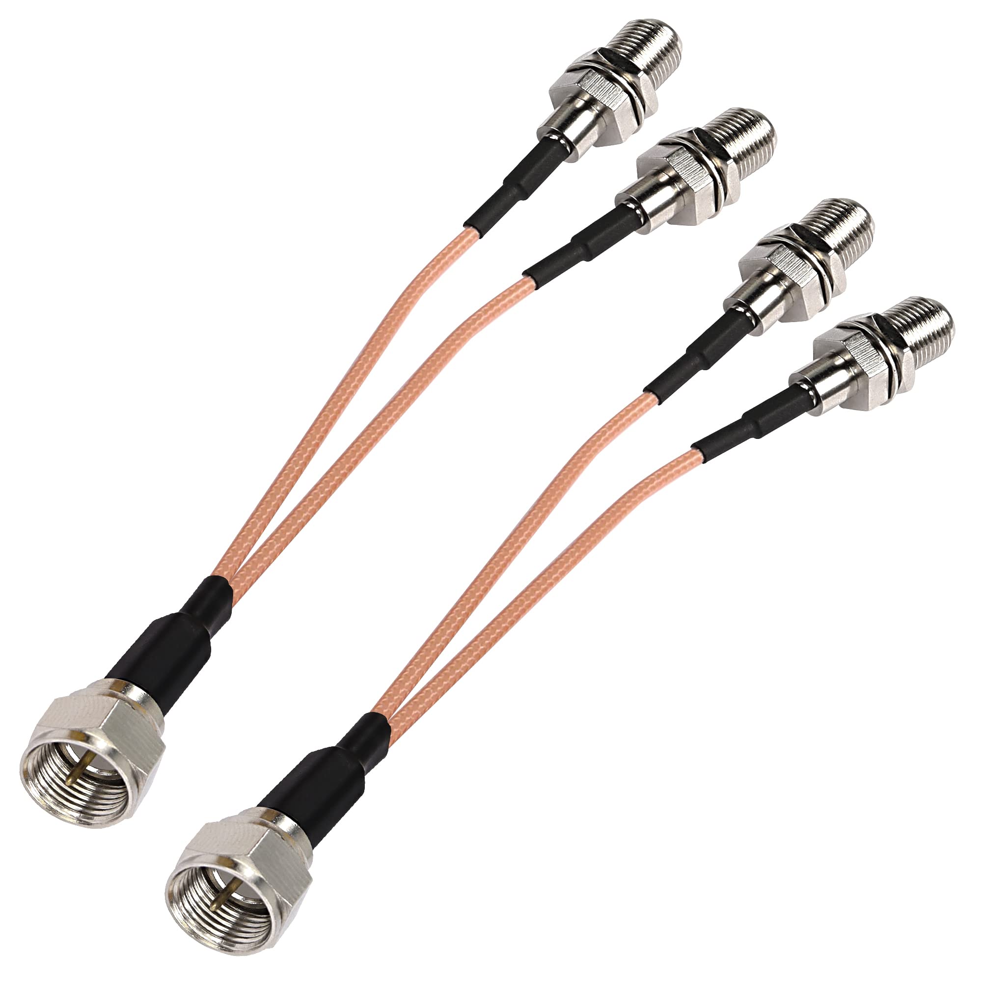 MEIRIYFA F-Type Splitter Coaxial Cable, F Male to Dual Female Adapter 50 Ohm TV Antenna 3 Way RG316 Y TV Splitter Coaxial Cable for VCR Antenna Satellite (2 Pack)