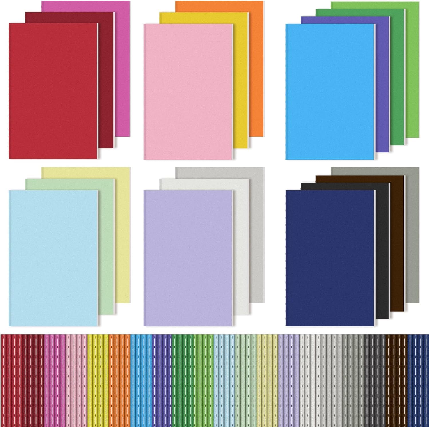 MSYU 100 Pack Colorful Mini Notebook Bulk, Small Pocket Notebooks, 3.5" X 5.5" Lined Notepads Travel Journal Sketchbooks for Kids, Student, Office, 24 Sheets/48 Pages (20 colors)