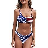 Fanuerg Women's Ribbed Bikini Sets Scoop Neck Cheeky Swimsuit Textured Two Piece Bathing Suit