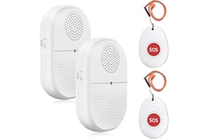 ChunHee Wireless Caregiver Pager Call Button Nurse Alert System Call Bell for Home/Elderly/Patient Emergency Vibration Pager 2 Transmitter+2 Receiver(800+Feet Operating Range)