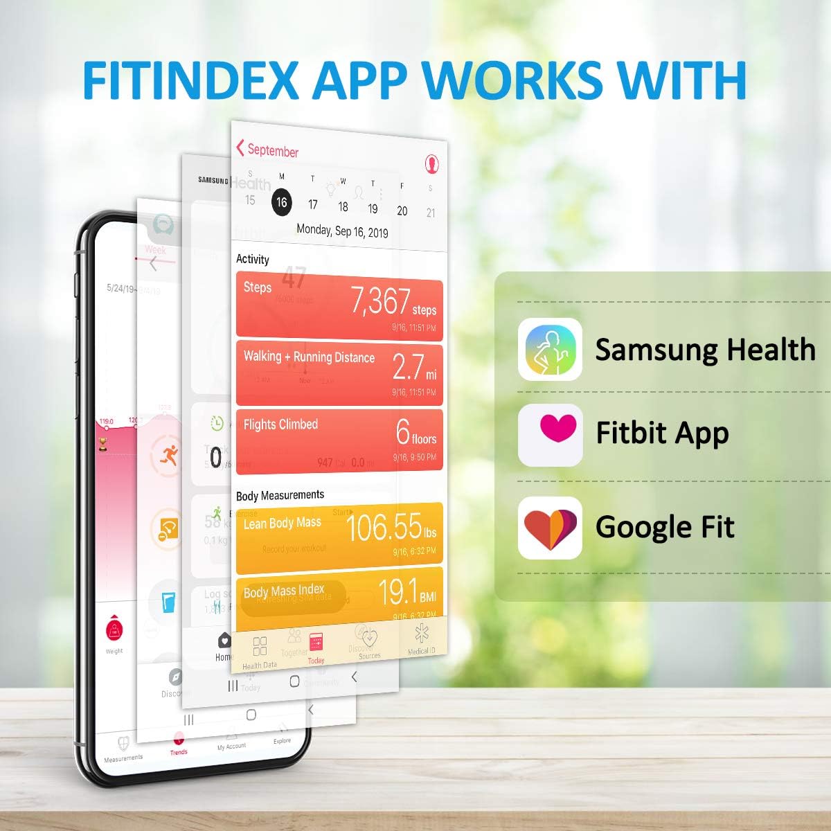 FITINDEX Smart Body Fat Scale, Digital BMI Weight Wireless Scale, Body Composition Monitor with Smartphone App for Body Weight, Body Fat, Muscle Mass, 396lbs - Black: Health & Personal Care