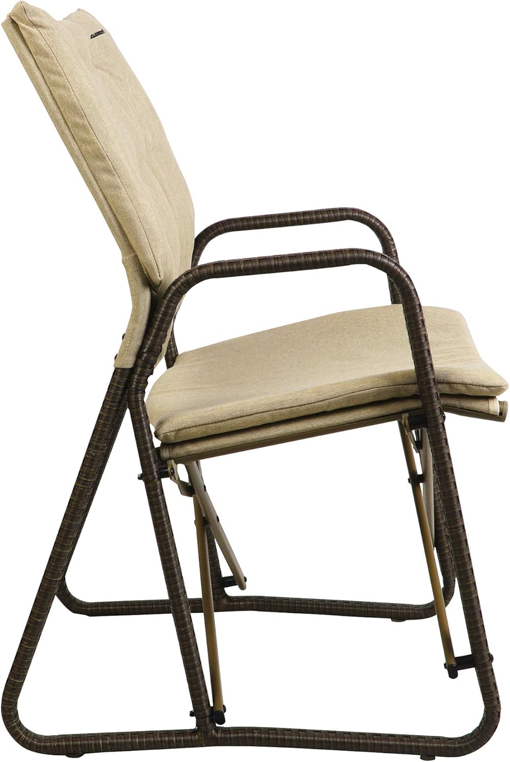 STRONGBACK Patio Chair Folding Lawn Lounge Chair Heavy Duty Outdoor Seat with Lumbar Support, Tan, One Size: Sports & Outdoors